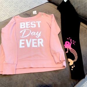 Justice Sweatshirt and leggings combo